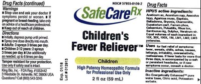 image description of label - childrens fever reliever